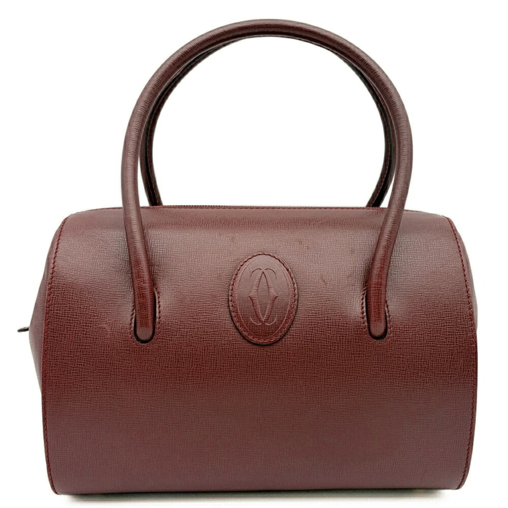 Cartier Must Line Handbag, Leather, Bordeaux, Mini Boston Bag